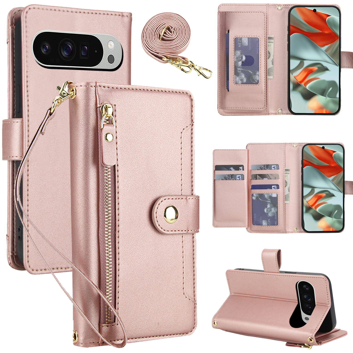 Luxury Bags For You - Crossbody Zipper Leather Wallet Flip Case