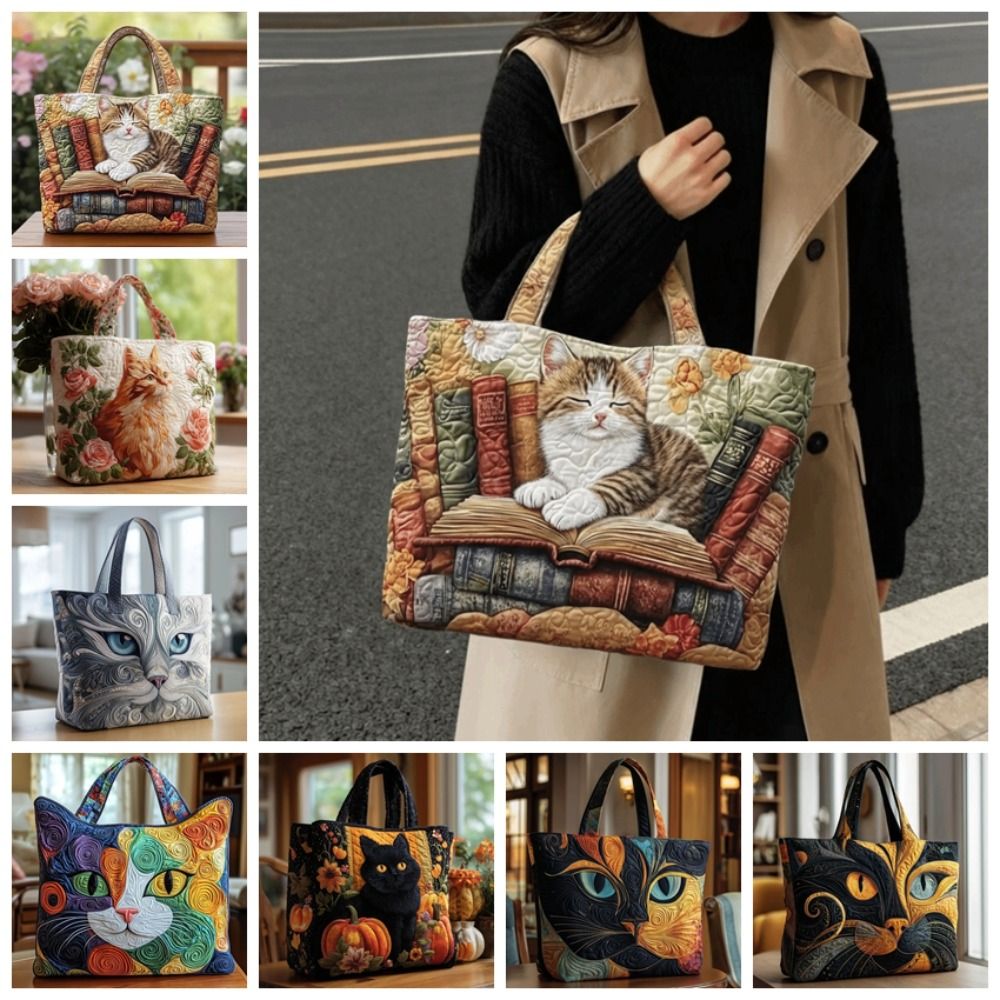 Luxury Quilted Bags - Cat Patterns Women Quilted Tote Bag