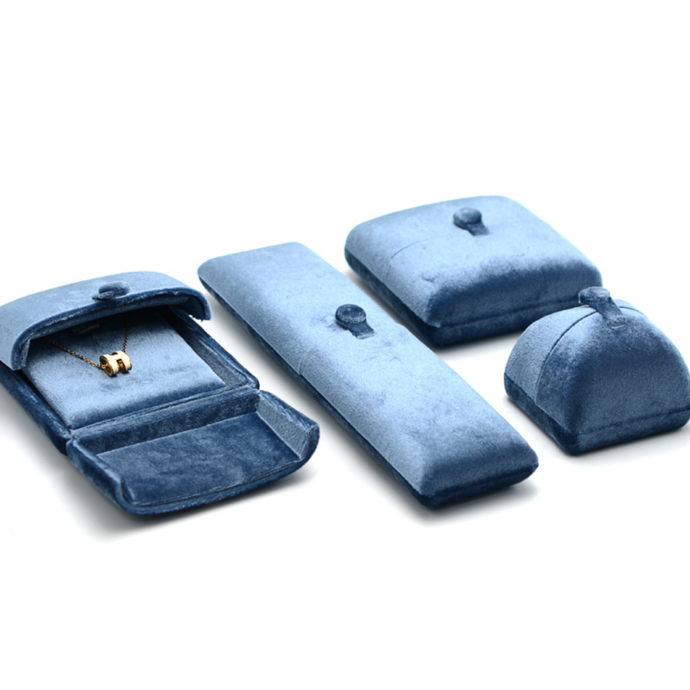 Luxury Bags List - Double Opening Blue Velvet Jewelry Storage