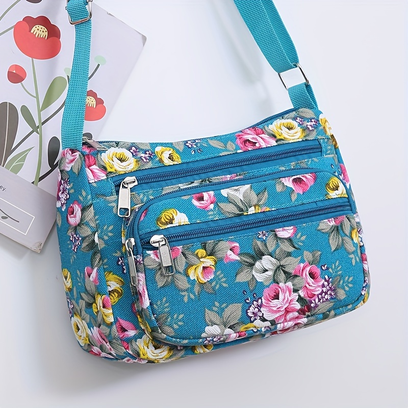 Wristlet Wallet Zipper - Stylish Floral Crossbody Bag, Multi Zip