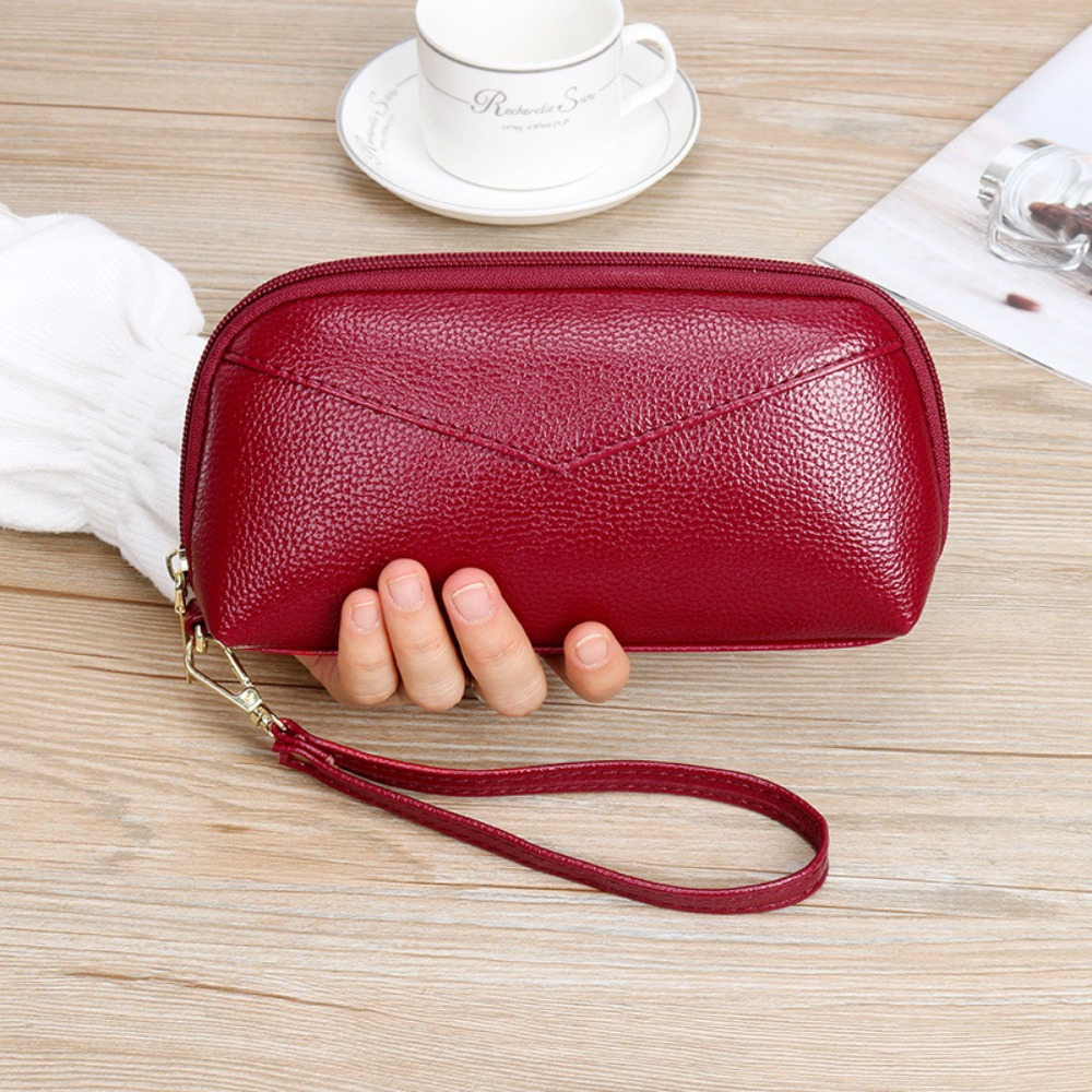 Wristlet Wallet Zipper - PU Leather Long Wallet Solid Color