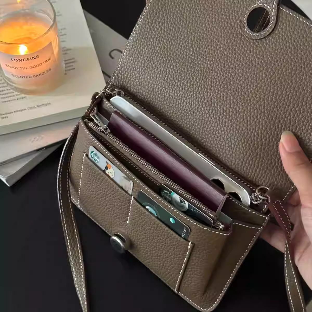 New PU Crossbody Mobile Phone  - Wristlet Wallet Zipper บทวิจารณ์และราคา