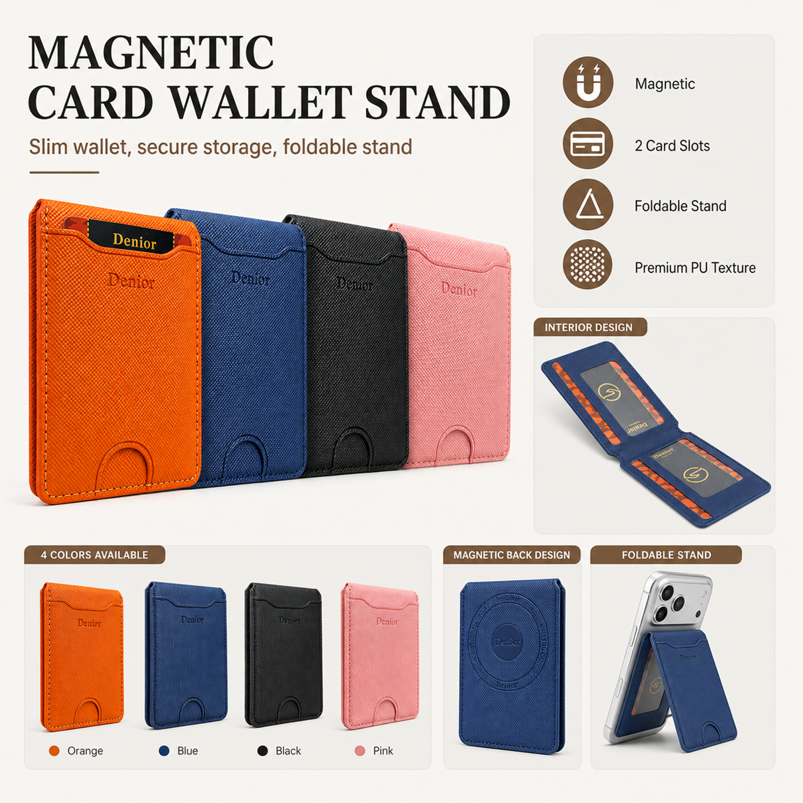 Mobile Phone Wallet Stand Magn - Luxury Bags For You บทวิจารณ์และราคา