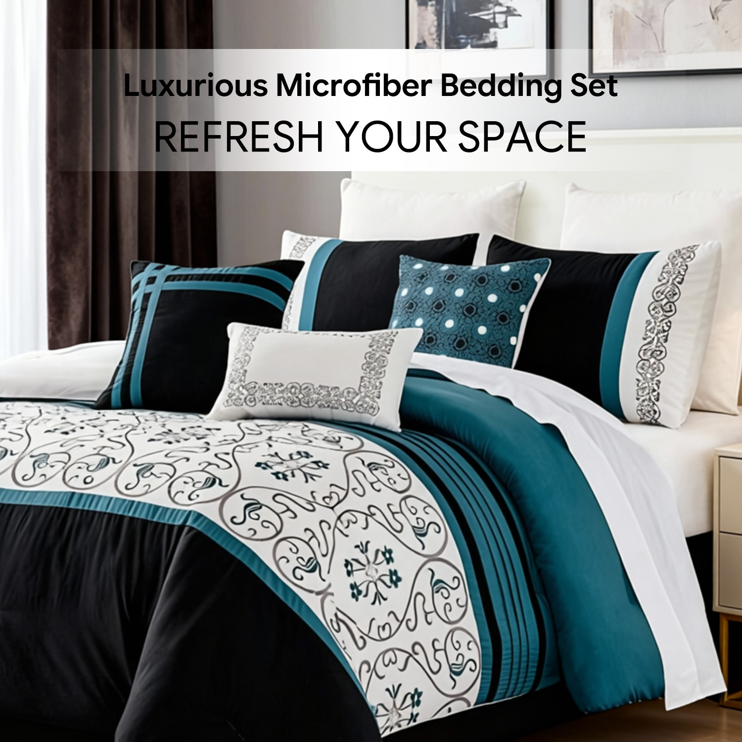 6pc Luxury Hotel Comforter Set - Luxury Quilted Bags บทวิจารณ์และราคา