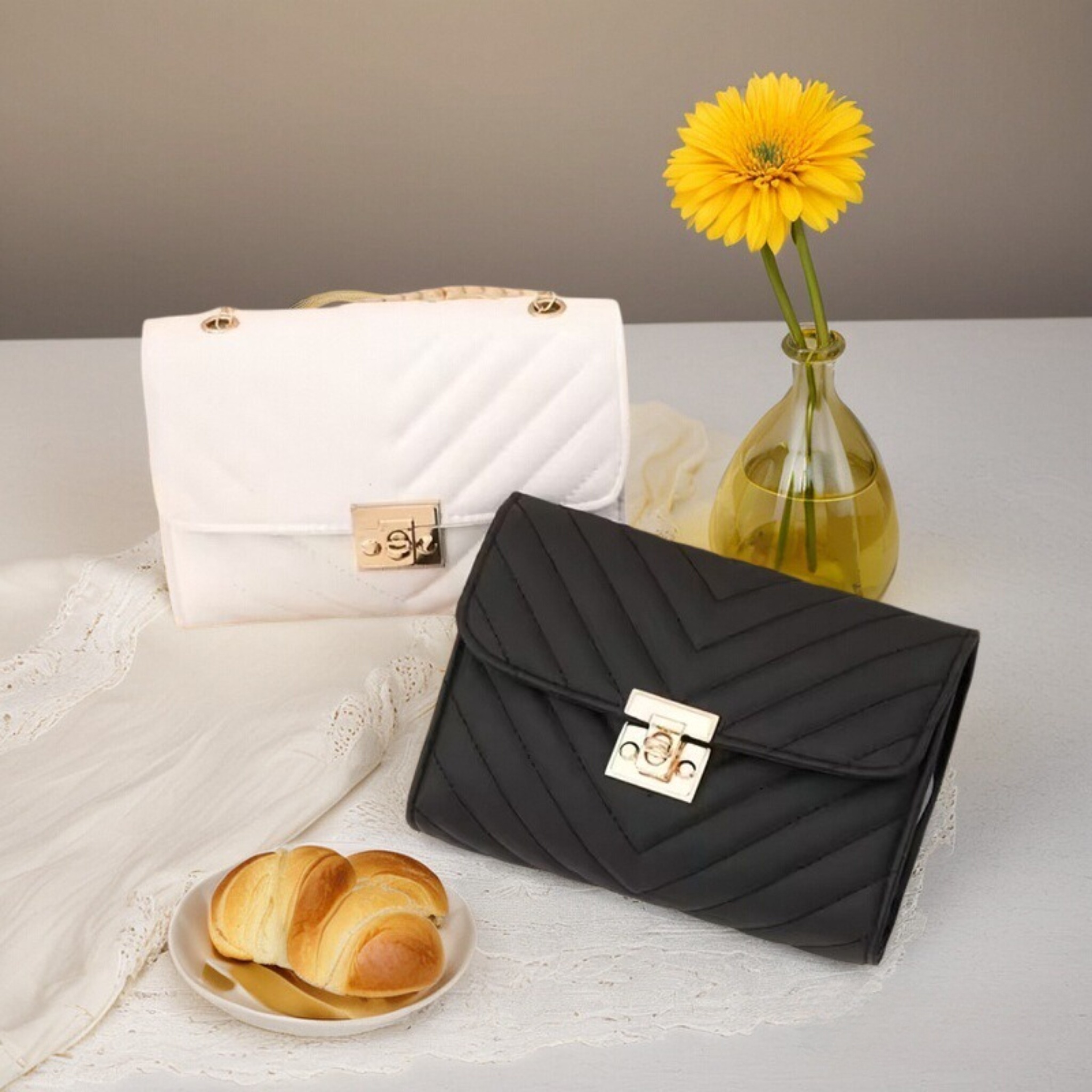 Luxury V-Chevron Quilted Chain - Luxury Quilted Bags บทวิจารณ์และราคา