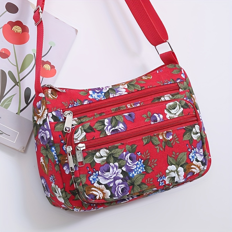 Stylish Floral Crossbody Bag,  - Wristlet Wallet Zipper บทวิจารณ์และราคา