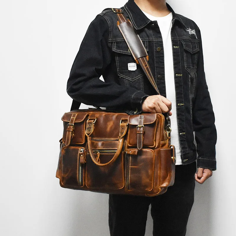 Vintage Men's Black Shoulder B - Luxury Bags Laptop บทวิจารณ์และราคา