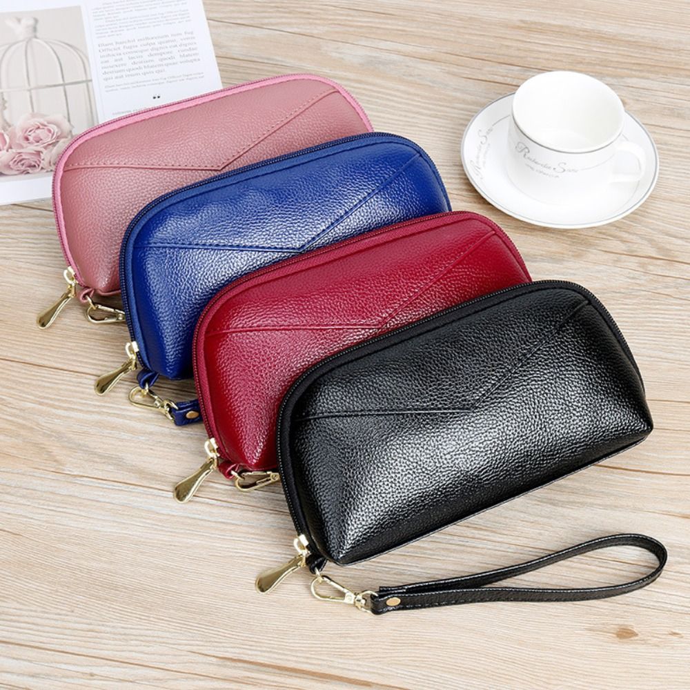 PU Leather Long Wallet Solid C - Wristlet Wallet Zipper บทวิจารณ์และราคา