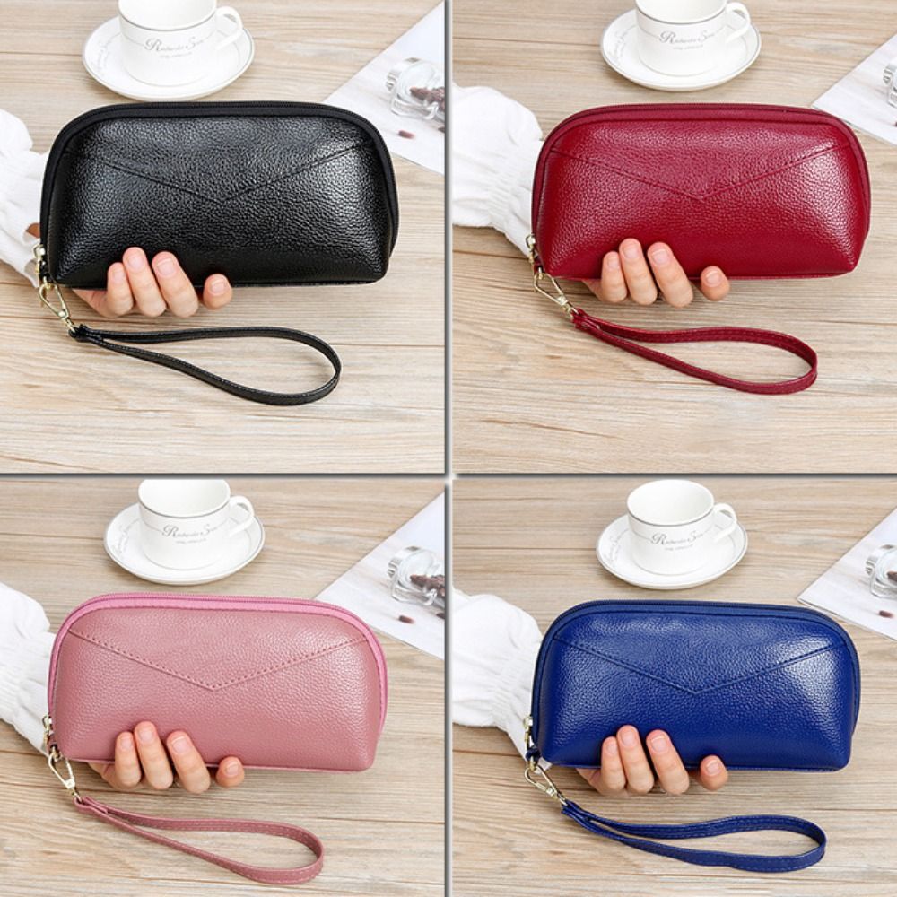 PU Leather Long Wallet Solid C - Wristlet Wallet Zipper บทวิจารณ์และราคา