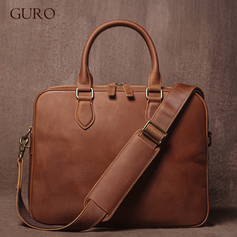 GURO Men Crazy Horse Cowhide B - Luxury Bags Laptop บทวิจารณ์และราคา
