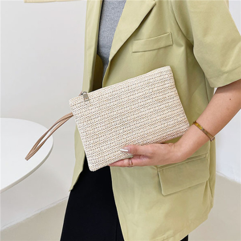 Weaving Bag Fashion Ladies Wri - Wristlet Wallet Zipper บทวิจารณ์และราคา