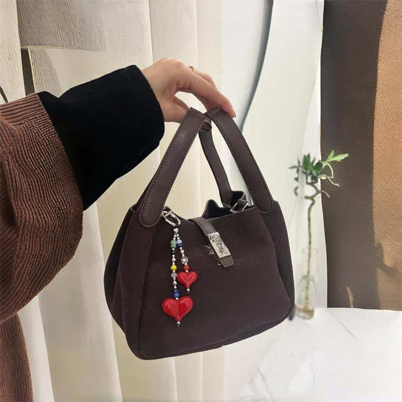 Luxury Suede Bucket Bag With S - Luxury Bags With Silver Hardware บทวิจารณ์และราคา