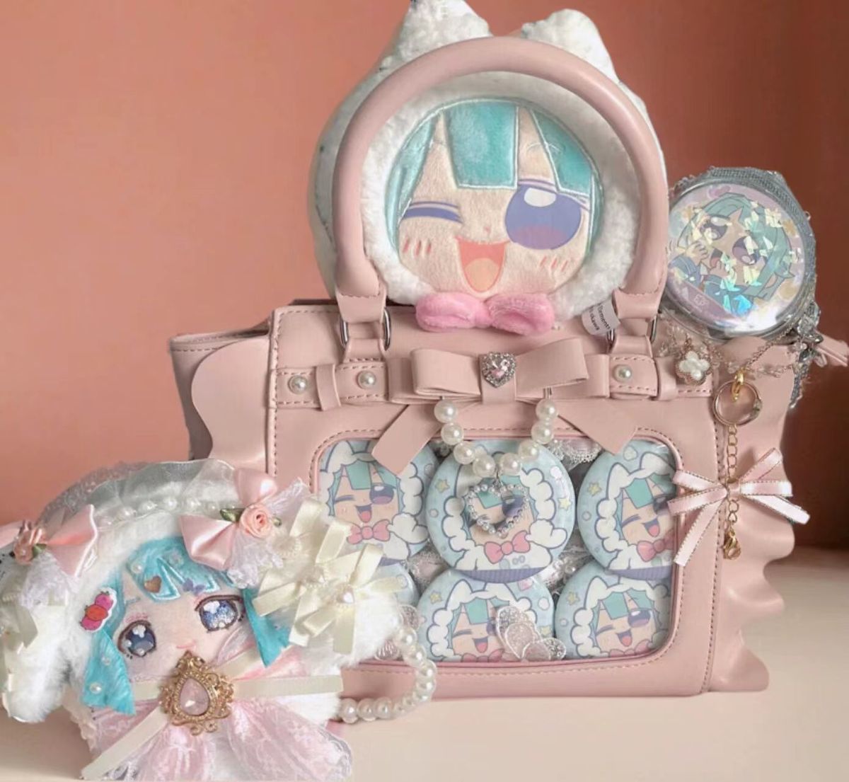 Harajuku Square Pink Ita Bag W - Wristlet Wallet Zipper บทวิจารณ์และราคา